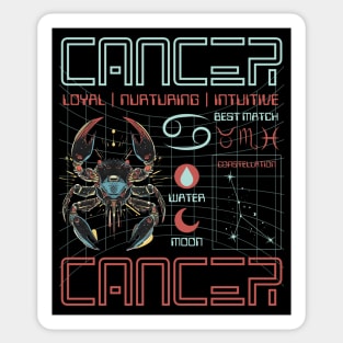Cancer Zodiac Cyberpunk T-Shirt | Futuristic Astrology Horoscope Design Sticker